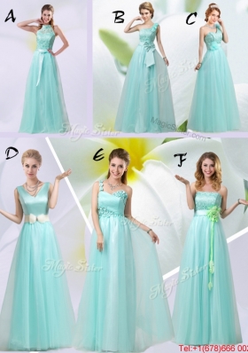 Elegant Empire Halter Top Laced Mint Dama Dresses with Sash