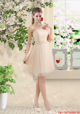 Beautiful Short Champagne Prom Dresses with One Shoulder