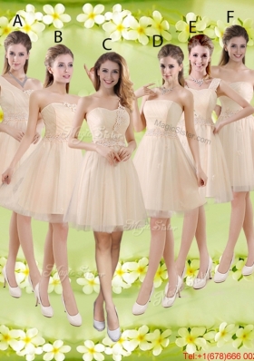 Comfortable Strapless Champagne Prom Dresses with Knee Length