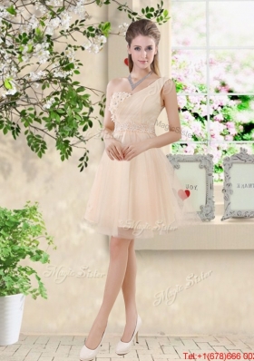 Comfortable Strapless Champagne Prom Dresses with Knee Length