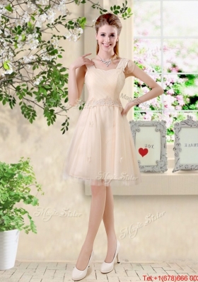 Comfortable Strapless Champagne Prom Dresses with Knee Length