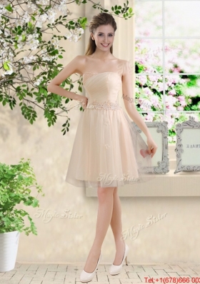 Comfortable Strapless Champagne Prom Dresses with Knee Length