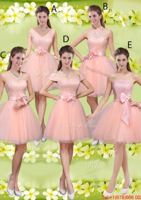 Decent V Neck Baby Pink Dama Dresses with Hand Made Flowers