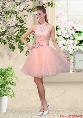 Discount Off the Shoulder Hand Made Flowers Prom Dresses in Baby Pink