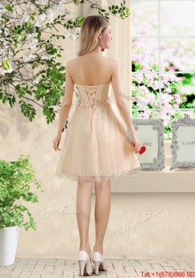 Perfect Short Strapless Champagne Bridesmaid Dresses with Belt