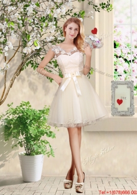 Popular A Line Champagne Bridesmaid Dresses with Appliques and Belt