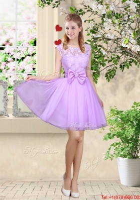 Popular A Line One Shoulder Laced Prom Dresses in Lavender