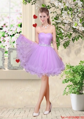 Popular A Line One Shoulder Laced Prom Dresses in Lavender