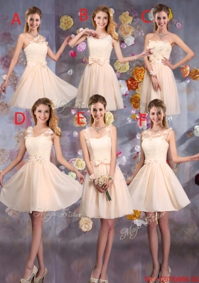 Beautiful Champagne Straps Bridesmaid Dresses with Bowknot