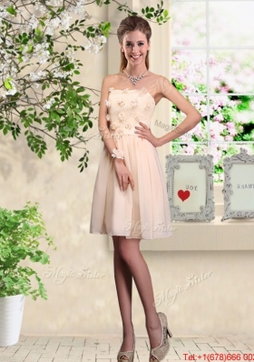 Beautiful Champagne Straps Bridesmaid Dresses with Bowknot