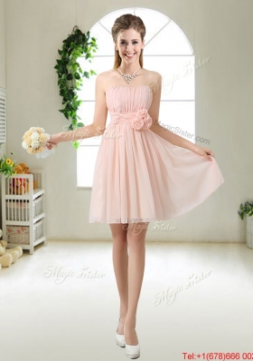 Beautiful Hand Made Flowers Bridesmaid Dresses with Mini Length