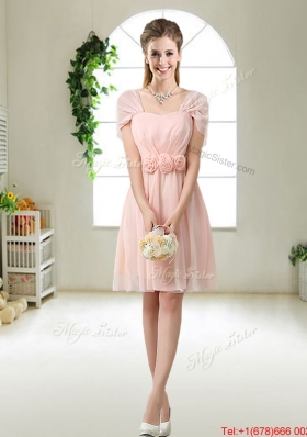 Beautiful Hand Made Flowers Bridesmaid Dresses with Mini Length