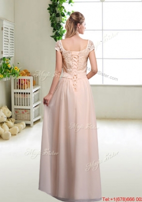 Cheap Laced Square Prom Dresses with Bowknot