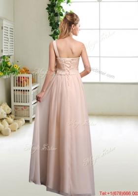 Discount One Shoulder Prom Dresses in Champagne