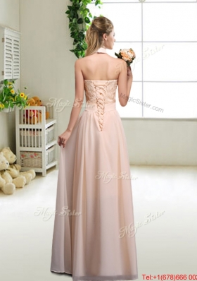 Elegant Laced and Bowknot Bridesmaid Dresses with Halter Top