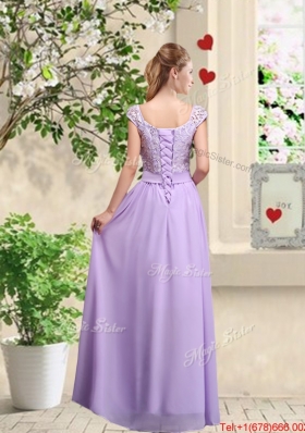 New Style Laced and Bowknot Prom Dresses with Square