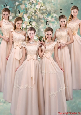 Perfect Bowknot Scoop Dama Dresses in Champagne