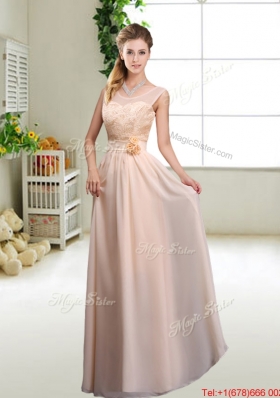 Perfect Bowknot Scoop Dama Dresses in Champagne