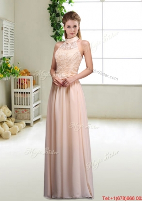 Perfect Bowknot Scoop Dama Dresses in Champagne