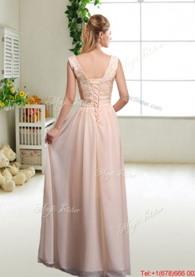 Perfect Bowknot Scoop Dama Dresses in Champagne