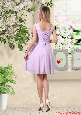 Popular V Neck Lavender Bridesmaid Dresses with Beading