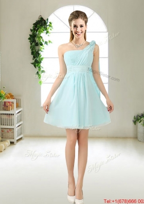 Beautiful A Line Ruched Bridesmaid Dresses in Light Blue