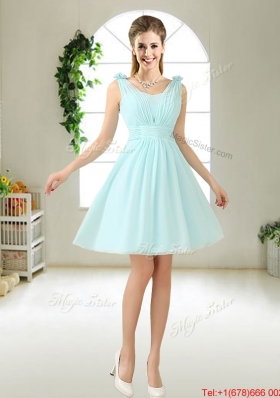 Beautiful A Line Ruched Bridesmaid Dresses in Light Blue