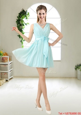 Beautiful A Line Ruched Bridesmaid Dresses in Light Blue