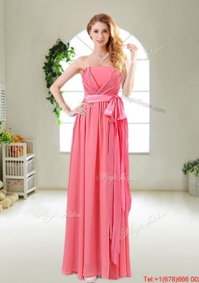 Cheap Watermelon Red Bridesmaid Dresses with One Shoulder