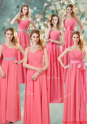 Cheap Watermelon Red Bridesmaid Dresses with One Shoulder