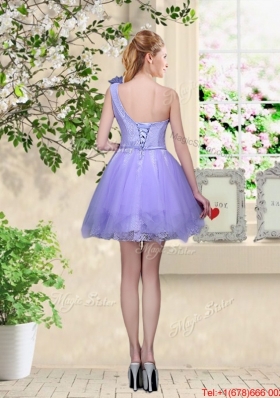 Elegant A Line Hand Made Flowers Bridesmaid Dresses with One Shoulder