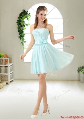 Elegant Strapless Mini Length Prom Dresses with Bowknot