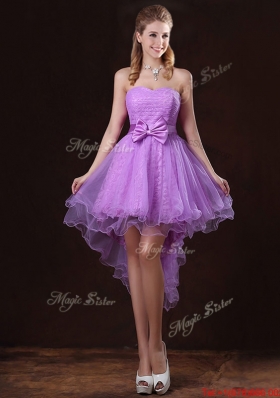 2016 Popular Laced Lilac Bridesmaid Dresses with A Line