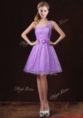 2016 Popular Laced Lilac Bridesmaid Dresses with A Line