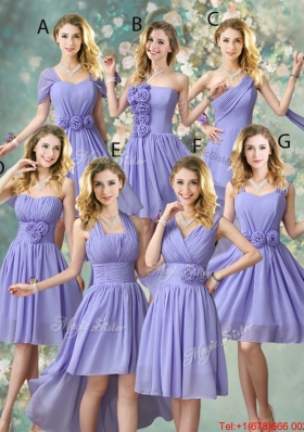 Cheap One Shoulder Ruched Bridesmaid Dresses in Lavender