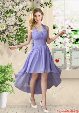 Cheap One Shoulder Ruched Bridesmaid Dresses in Lavender