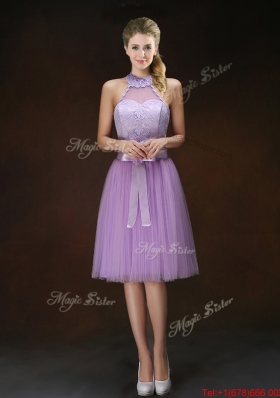 Classical Scoop Prom Dresses with Hand Made Flowers