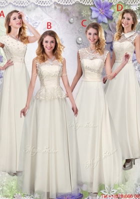 Lovely Champagne Laced Prom Dresses with Appliques