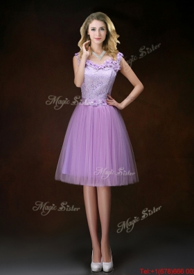 New Style Appliques Tulle Dama Dresses with Knee Length