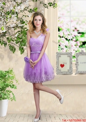 Cheap Hand Made Flowers Bridesmaid Dresses with One Shoulder