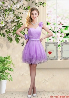 Cheap Hand Made Flowers Bridesmaid Dresses with One Shoulder