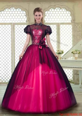 Beautiful High Neck Quinceanera Dresses with Short Sleeves