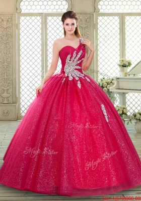Beautiful One Shoulder Quinceanera Gowns with Beading