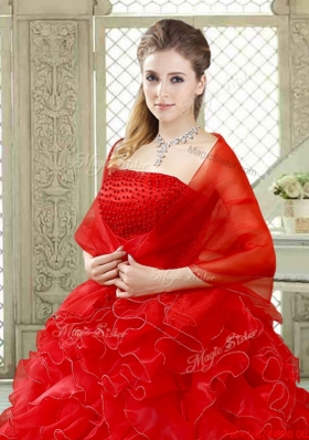 Classical Red Quinceanera Gowns with Beading and Ruffles