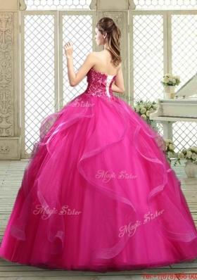 Classical Strapless Fuchsia Sweet 16 Dresses with Appliques