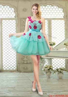 Elegant A Line Appliques and Lace Prom Dresses with One Shoulder