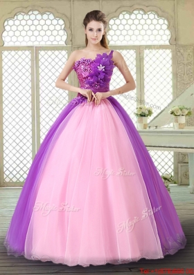 Elegant Hand Made Flowers Sweetheart Quinceanera Dresses in Multi Color