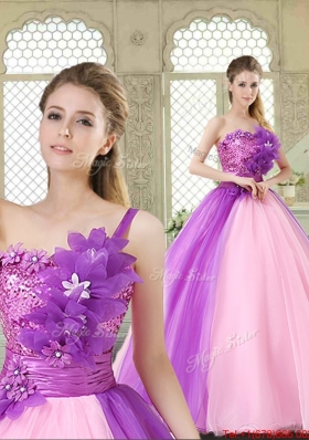 Elegant Hand Made Flowers Sweetheart Quinceanera Dresses in Multi Color
