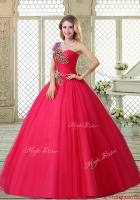 Elegant One Shoulder Beading Quinceanera Gowns with Appliques