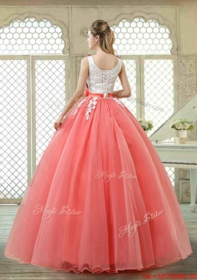 Elegant Watermelon Quinceanera Dresses with Hand Made Flowers